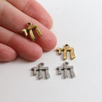Pewter Simple Small Chai Life Charm in Jewish Hebrew Symbol (2pc)