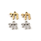 Pewter Simple Small Chai Life Charm in Jewish Hebrew Symbol (2pc)