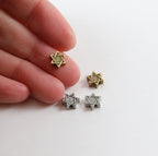 6mm Pewter Tiny Small Star of David Bead Charm Religious Jewish (2pc)