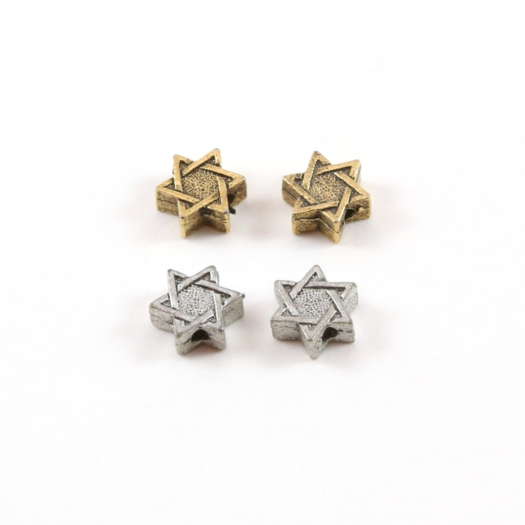 6mm Pewter Tiny Small Star of David Bead Charm Religious Jewish (2pc)