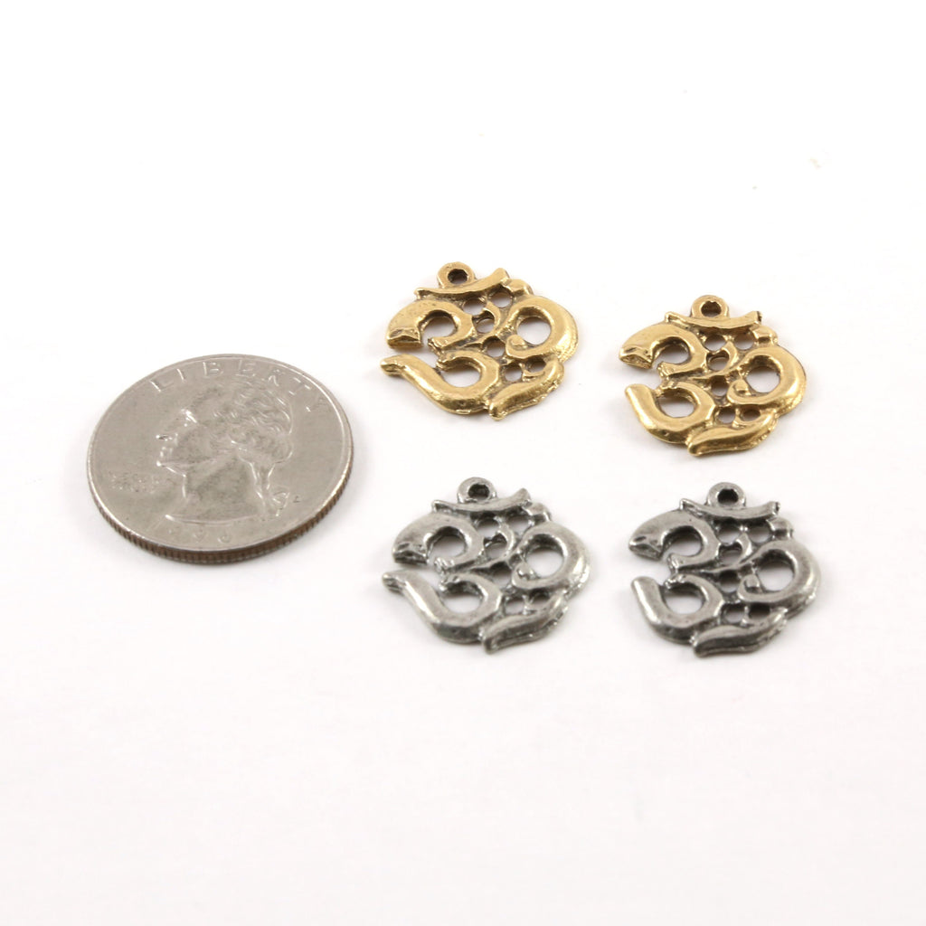 19mmx17mm Pewter Ohm Om Necklace Charm Buddha Mantra Yoga Religious