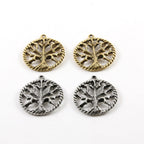 Pewter Large Tree of Life Silhouette Family Oak Tree Pendant (2pc)