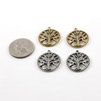 Pewter Large Tree of Life Silhouette Family Oak Tree Pendant (2pc)
