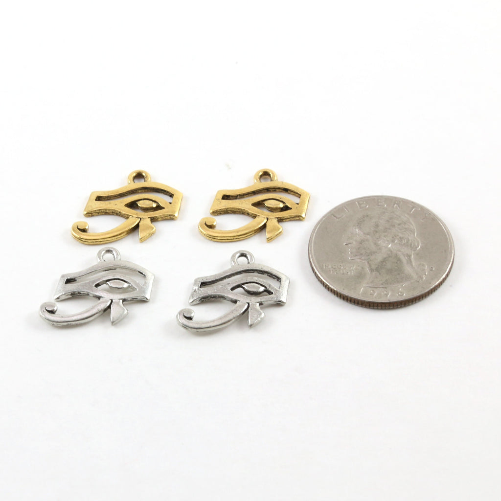 19mmx17mm Pewter Eye of Ra Ancient Egyptian Charm in Antique Silver (2pc)
