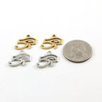 19mmx17mm Pewter Eye of Ra Ancient Egyptian Charm in Antique Silver (2pc)