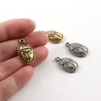 21mmx16mm Pewter Scarab Beetle Ancient Egyptian Charm in Antique Silver (2pc)