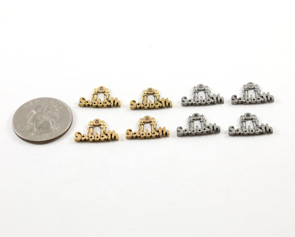 Pewter Sabbath Candles Charm Jewish Religious Pendant 14mm X (4pc)