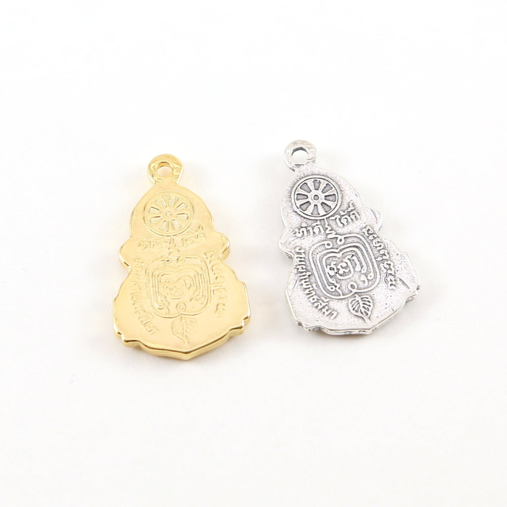 Sterling Silver or Vermeil Double Sided Ornate Buddha Detailed Yoga Pendant
