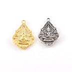 Sterling Silver or Vermeil Double Sided Buddha Pointed Teardrop Detailed Yoga