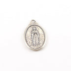 Sterling Silver Our Lady of Lourdes Oval Medallion Charm Vintage
