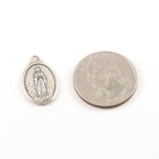 Sterling Silver Our Lady of Lourdes Oval Medallion Charm Vintage