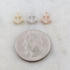 10mmx8mm Brass Dainty Tiny CZ Pave Anchor Charm in Gold Silver Rose