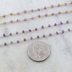 Sterling Silver or Vermeil Dainty Amethyst Purple Gemstone – Sold by the Foot