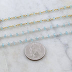 Sterling Silver or Vermeil Dainty Apatite Gemstone Blue – Sold by the Foot