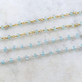 Sterling Silver or Vermeil Dainty Apatite Gemstone Blue – Sold by the Foot