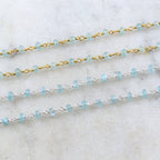 Sterling Silver or Vermeil Dainty Apatite Gemstone Blue – Sold by the Foot