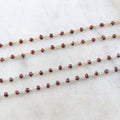 Sterling Silver or Vermeil Dainty Garnet Gemstone Rosary – Sold by the Foot
