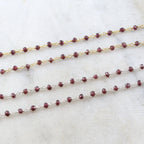 Sterling Silver or Vermeil Dainty Garnet Gemstone Rosary – Sold by the Foot
