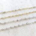 Sterling Silver or Vermeil Dainty Labradorite Gemstone – Sold by the Foot