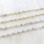 Sterling Silver or Vermeil Dainty Labradorite Gemstone – Sold by the Foot
