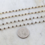 Sterling Silver or Vermeil Dainty Smokey Quartz Rosary – Sold by the Foot