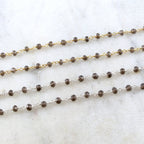 Sterling Silver or Vermeil Dainty Smokey Quartz Rosary – Sold by the Foot