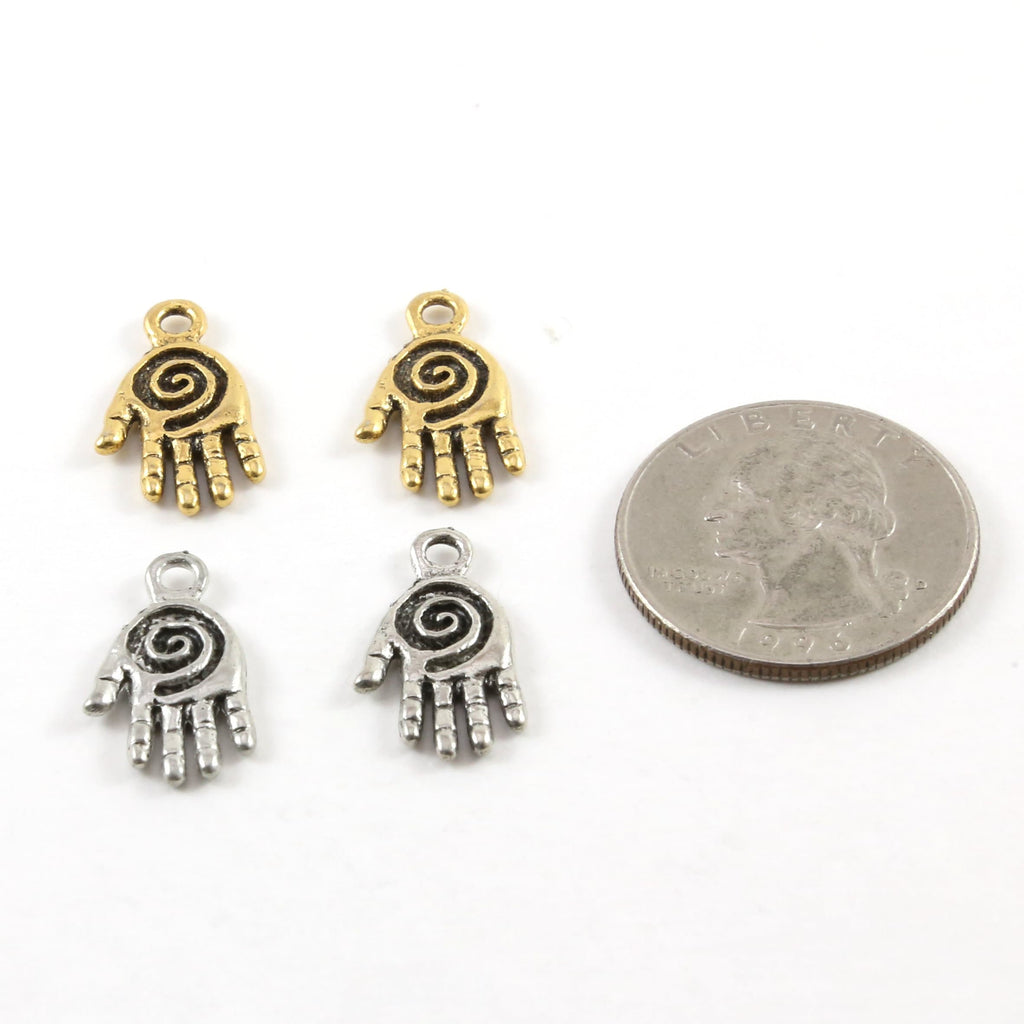 11mmx20mm Pewter Healing Hand Charms Reiki Charm Pendant Healer Nurse (2pc)