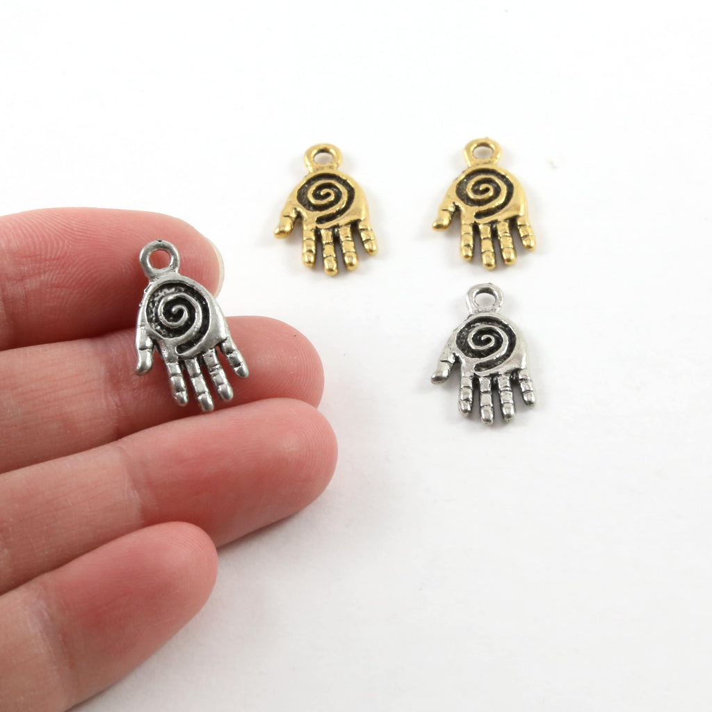 11mmx20mm Pewter Healing Hand Charms Reiki Charm Pendant Healer Nurse (2pc)