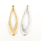 60mmx16mm Pewter Metal Textured Open Long Teardrop Pendant Antique Gold