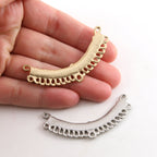 Pewter Metal Long Curved Bar Multi Ring Loop Connector