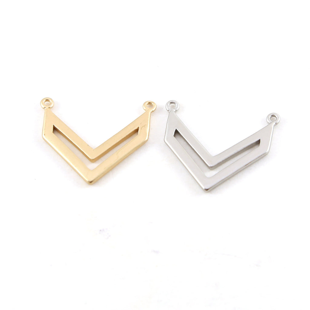20mmx20mm Pewter Open Chevron Necklace Connector Bar Charm in Matte Gold