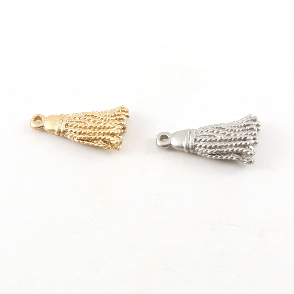 Pewter Metal Small Tassel Replica Pendant Charm 20mm x 10mm