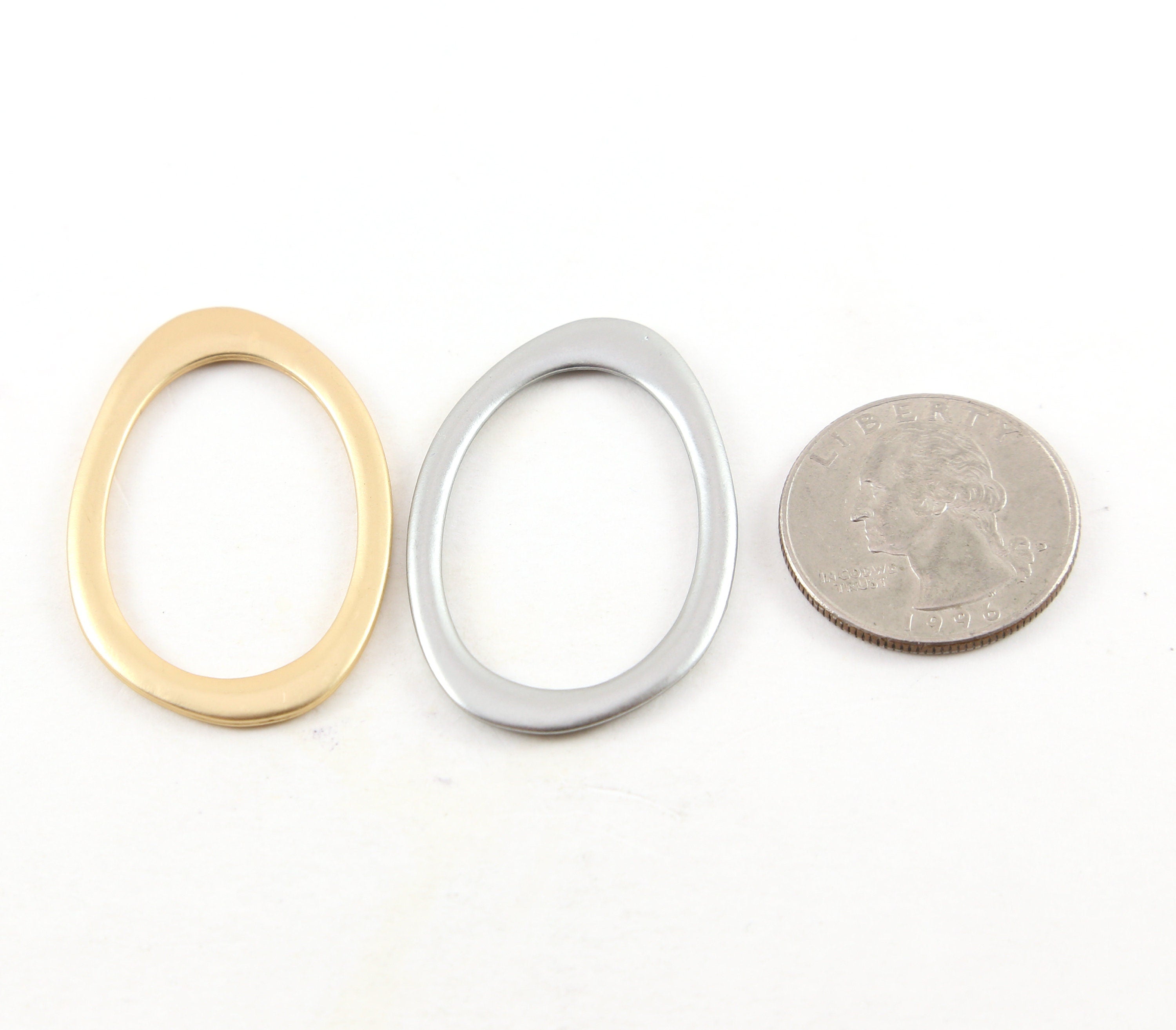 40mmx27mm Pewter Large Smooth Open Raw Organic Shape Egg Circle