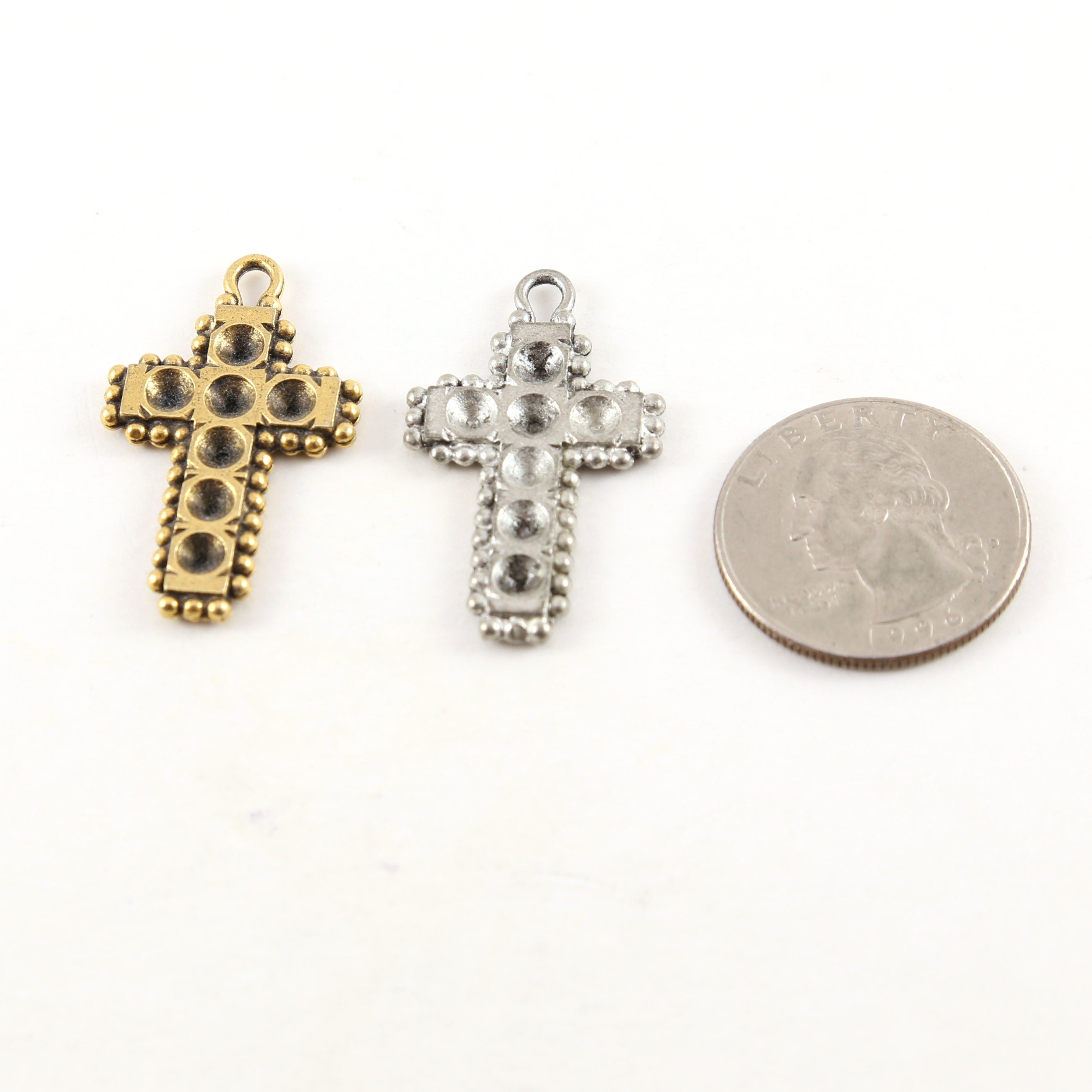 Pewter Cross for Crystals Inlay Pendant Religious Spiritual