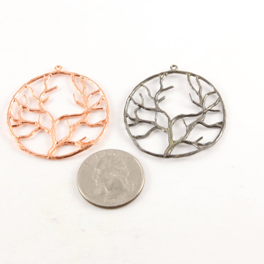 Pewter Large Tree of Life Family Tree Silhouette Branch Charm – Gunmetal