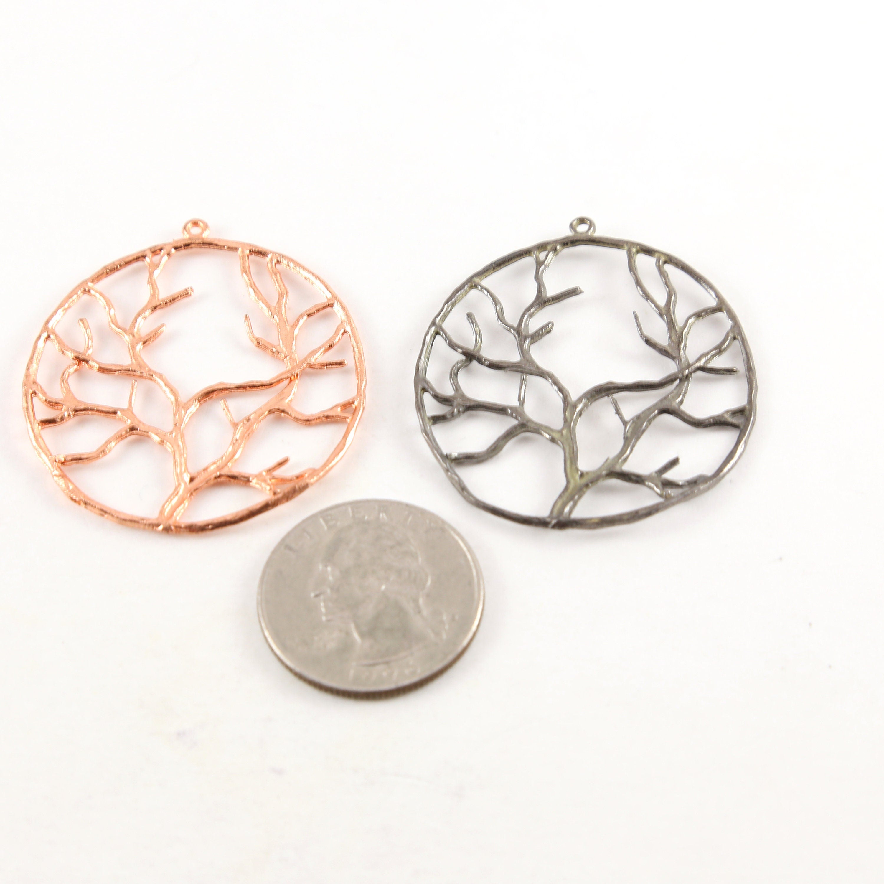 Pewter Large Tree of Life Family Tree Silhouette Branch Charm – Gunmetal