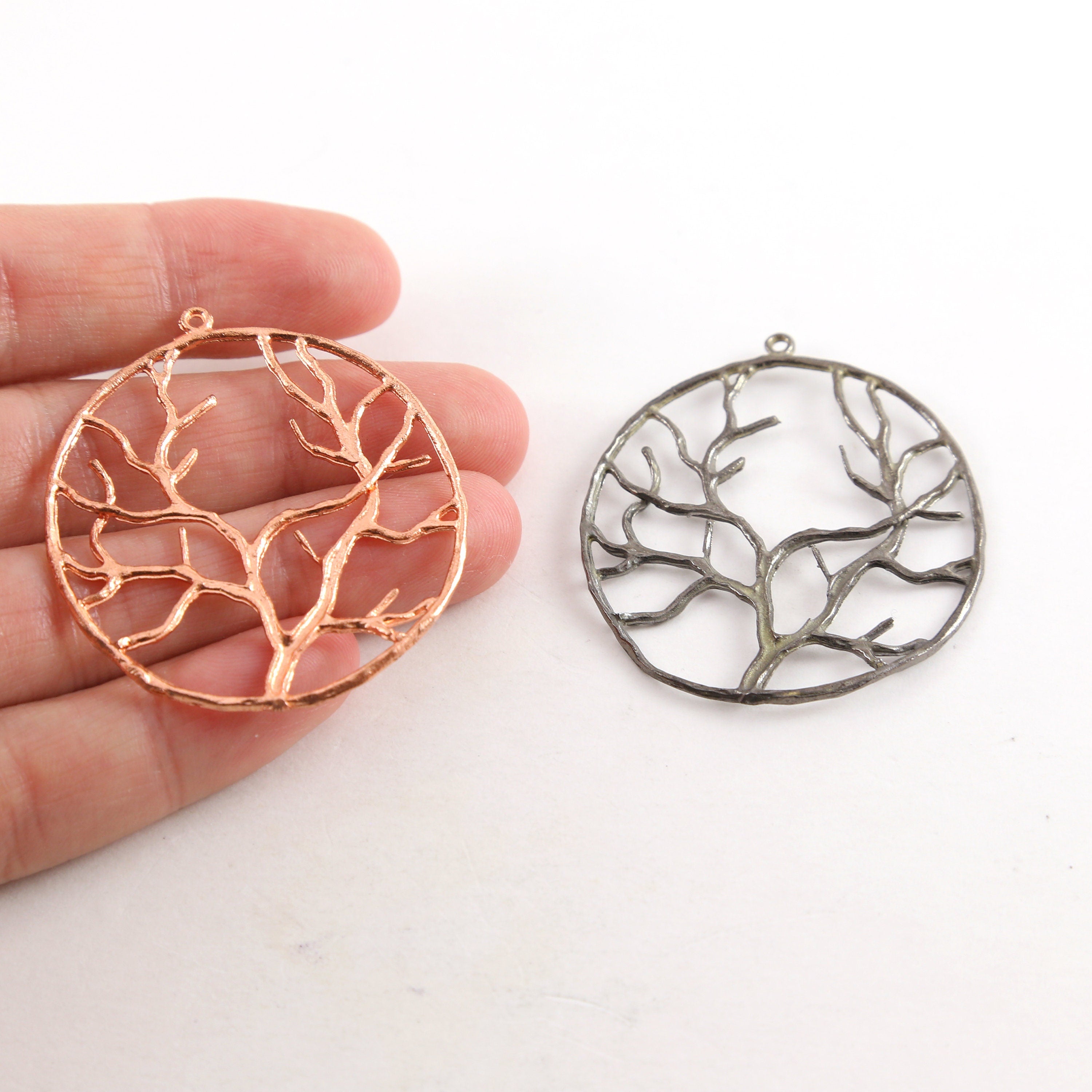 Pewter Large Tree of Life Family Tree Silhouette Branch Charm – Gunmetal