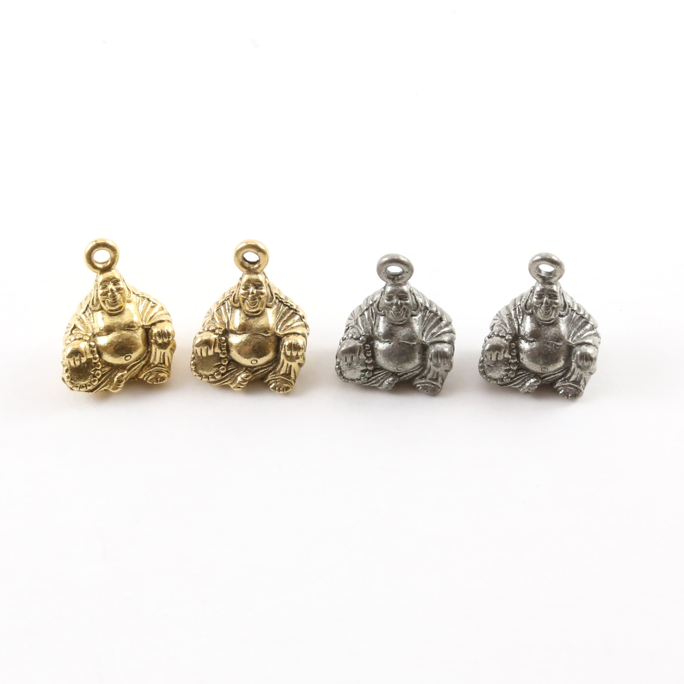 10mmx15mm Pewter Thick 3D Buddha Charm Buddha Mantra Yoga Religious (2pc)