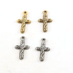 10mmx20mm Pewter Curly Swirl Cross Pendant Religious Spiritual Catholic (2pc)