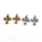 19mmx13mm Pewter Dotted Edges Cross Pendant Religious Spiritual Catholic (2pc)
