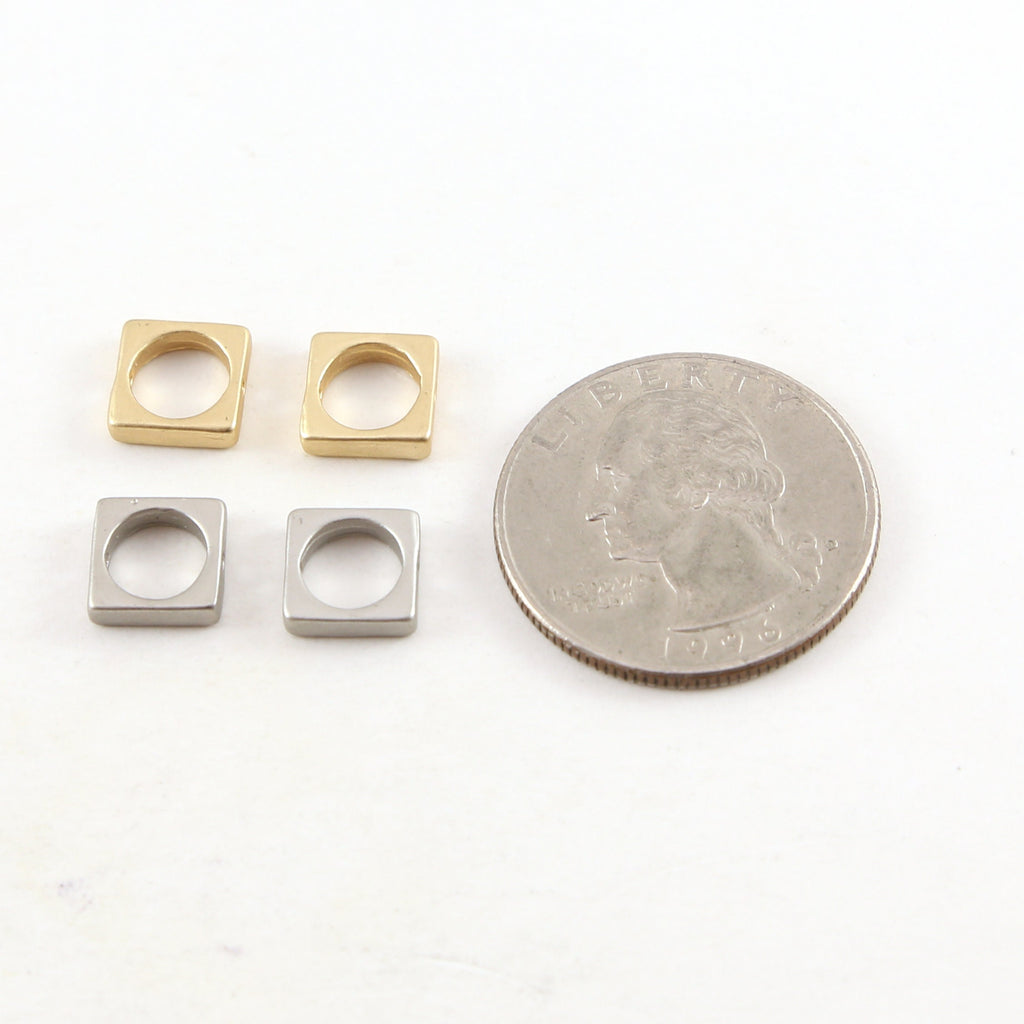8mm Pewter Metal Square Circle Connector Bead Pendant in Matte (2pc)