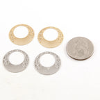 23mm Pewter Thin Die Cut Multi Line Circle Metal Circle Coin (2pc)