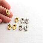 12mmx 7mm Pewter Large Metal Oblong Abstract Thick Oval Teardrop Rounded (4pc)