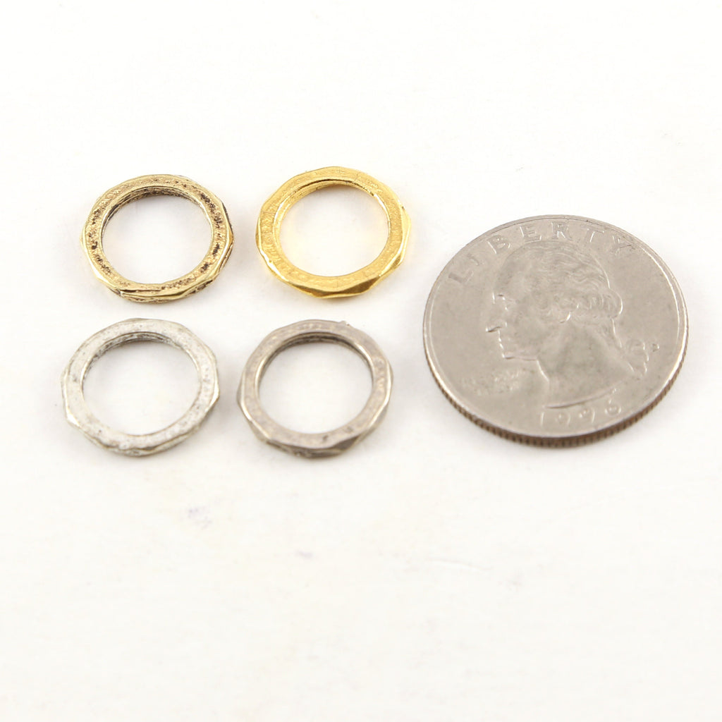 Pewter Medium 15mm Metal Raw Open Circle Connector Ring Charm (2pc)