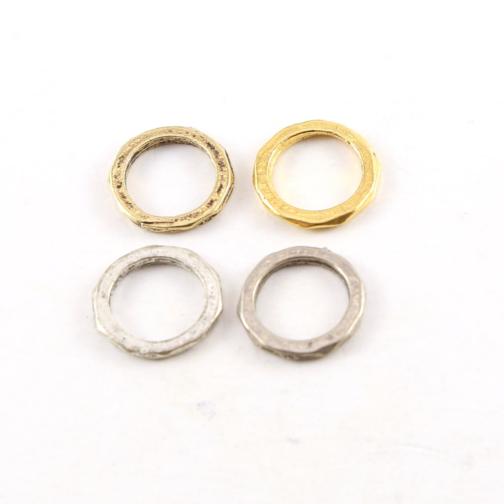 Pewter Medium 15mm Metal Raw Open Circle Connector Ring Charm (2pc)