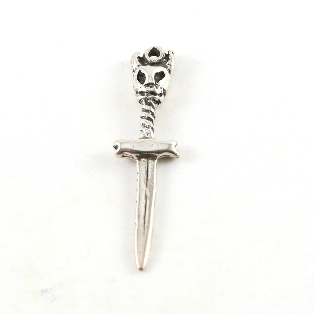 Sterling Silver Skull Horned Devil Sword Charm Day of the Dead