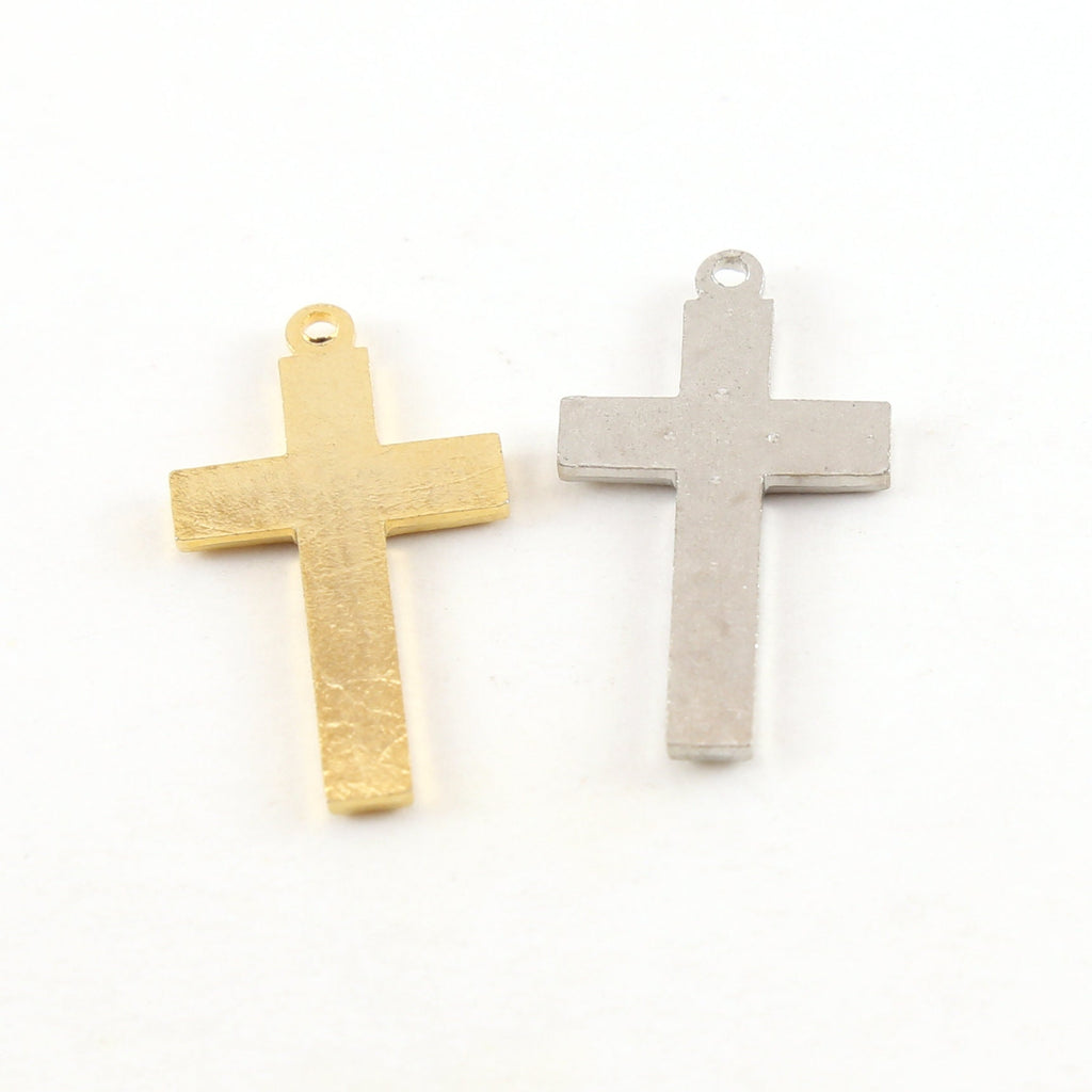 28mmx15mm Pewter Cross for Crystals Inlay Pendant Religious Spiritual