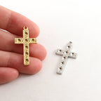 28mmx15mm Pewter Cross for Crystals Inlay Pendant Religious Spiritual