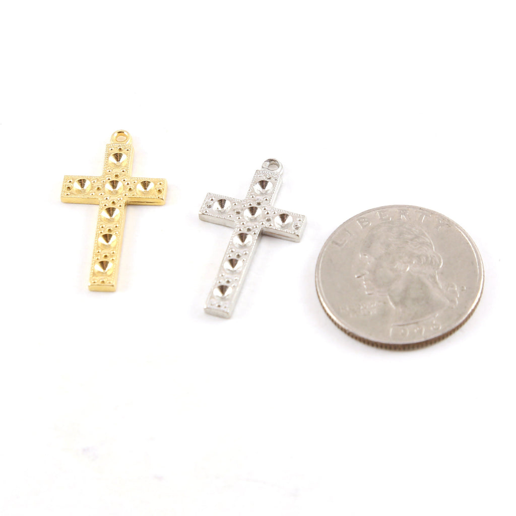 28mmx15mm Pewter Cross for Crystals Inlay Pendant Religious Spiritual