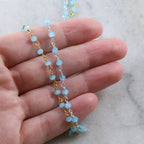 Sterling Silver or Vermeil Dainty Blue Chalcedony Gemstone – Sold by the Foot